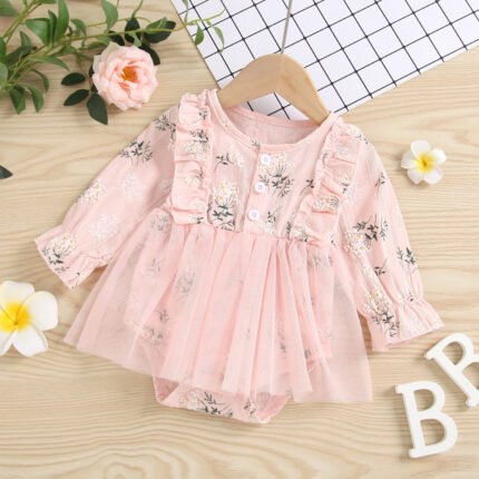 Cross-border new baby girl floral lace dress - Image 2