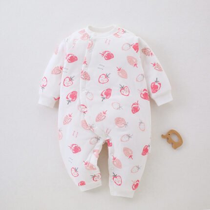 Newborn clothes autumn and winter class A cotton baby clothes warm one-piece printed cotton one-piece clothes baby clothes
