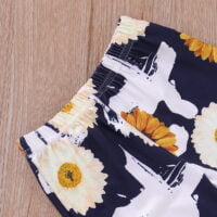 Girls New Foreign Trade Horn Sleeves Solid Color Top+Flower Printed Pants Three-piece Set - Image 8