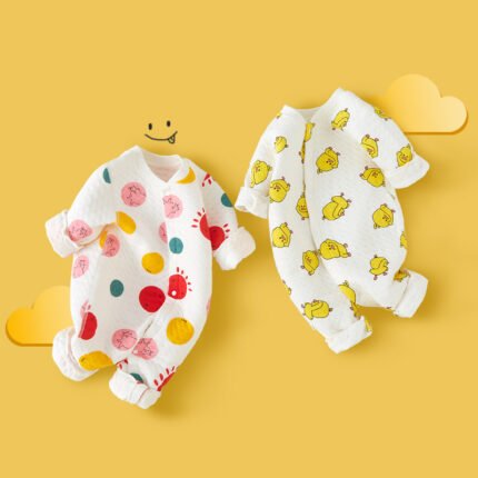 Baby onesies, spring and autumn winter clothes, warm winter padded water, autumn newborn clothes, early autumn baby crawling clothes, pajamas