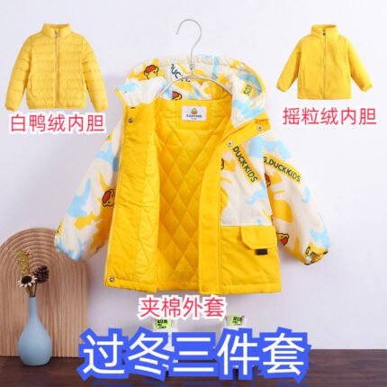 Children's jacket 3-in-1 detachable men's and women's down and thickened autumn and winter down - Image 4