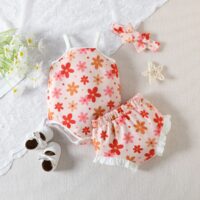 Baby Girl Clothing Flower Overall Dress Set - Image 2