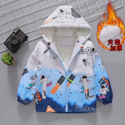 Children's Clothing Boys' Jacket Cotton Jacket Medium Thick Cotton Clothing New Astronaut Medium and Big Kids Two Cotton - Image 3