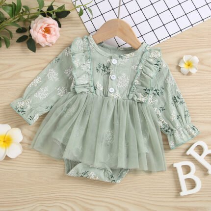 Cross-border new baby girl floral lace dress - Image 3