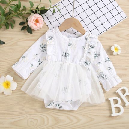 Cross-border new baby girl floral lace dress - Image 4