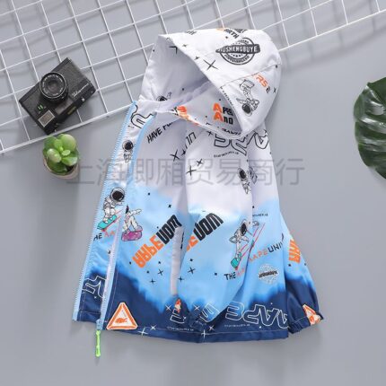 Boy's Handsome Spaceman Children's Windbreaker New Medium and Big Boys Jacket