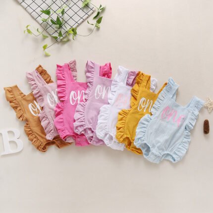 Cross border New Baby Girl Multi color One Belly Bag Jumpsuit