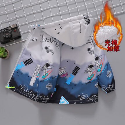Children's Clothing Boys' Jacket Cotton Jacket Medium Thick Cotton Clothing New Astronaut Medium and Big Kids Two Cotton - Image 5