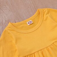 Girls New Foreign Trade Horn Sleeves Solid Color Top+Flower Printed Pants Three-piece Set - Image 11