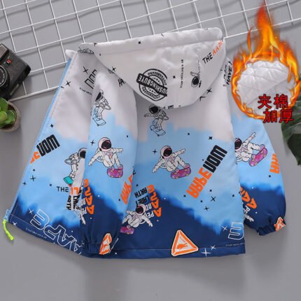 Children's Clothing Boys' Jacket Cotton Jacket Medium Thick Cotton Clothing New Astronaut Medium and Big Kids Two Cotton - Image 4
