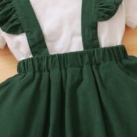 Girls Foreign Trade Girl Baby Solid Color Short sleeved Top + Suspended Dress Two Piece Set - Image 7