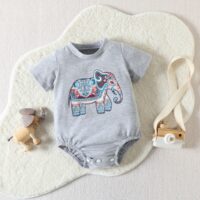 Baby Clothing Elephant Printed Cute Triangle Jumpsuit Clothes - Image 3