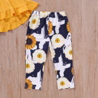 Girls New Foreign Trade Horn Sleeves Solid Color Top+Flower Printed Pants Three-piece Set - Image 7