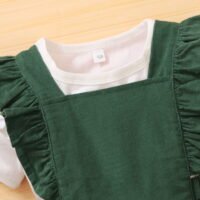Girls Foreign Trade Girl Baby Solid Color Short sleeved Top + Suspended Dress Two Piece Set - Image 4