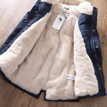 High-end children's thickened clothes, cotton clothes, boys' mid-length fleece jackets, jackets, winter cotton clothes, foreign trade children's clothing - Image 5