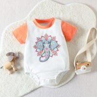 Baby Clothing Elephant Printed Cute Triangle Jumpsuit Clothes - Image 2