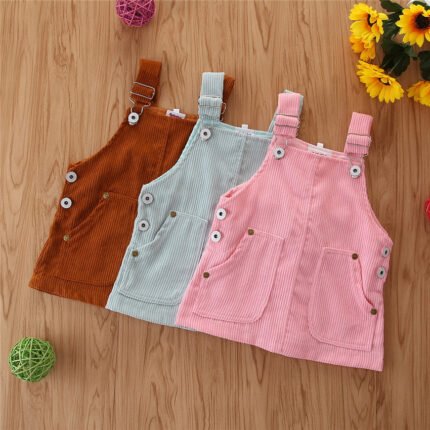 Girls' Spring And Autumn Clothing Corduroy Cute Suspender Skirt