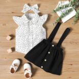 Toddler Girl Polka Dot Fluttersleeve Button Design Suspender