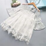 Toddler Girl Pretty Solid Floral Lace Decor Longsleeve Dress