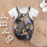 Baby Allover Gamepad & Letter Print Faux-two Short Sleeve