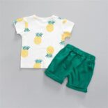 Pineapple Print Short-sleeve Tee And Shorts Set - Image 3