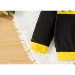 Boy Letter Print Black Long Sleeve Sweatshirt & Ripped Set - Image 3