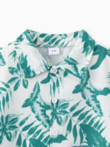 2pcs Kid Boy Casual Regular Fit Tropical Plants And Floral Lapel Top And Pants Set - Image 3