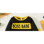 Boy Letter Print Black Long Sleeve Sweatshirt & Ripped Set - Image 4