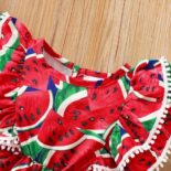Girl Watermelon Print Sleeveless Ruffle Dress & Headband Set - Image 4