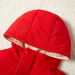 Hooded Bomber Jacket - Red - Image 4