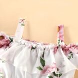 Toddler Girl Floral Print Ruffled Off Shoulder Strap Dress - Image 4