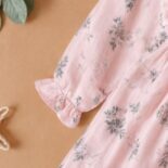 Baby 2-Piece Cotton Floral Print Ruffle Bowknot Long Sleeve Dress Set - Image 4