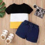 Boy Colorblock Short Sleeve Tshirt & Ripped Denim Shorts Set - Image 5
