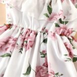 Toddler Girl Floral Print Ruffled Off Shoulder Strap Dress - Image 5