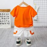 2pcs Toddler Boy Trendy Letter Print Tee And Shorts Set - Image 5