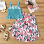 Kid Girl Polka Dots Button Design Ruffle Camisole - Image 3