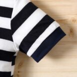 Baby Boy Print/Striped Short-sleeve Snap Romper - Image 5