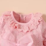 2pcs Lace And Mesh Layered Ruffle And Bow Decor Long-sleeve - Image 5