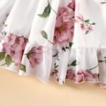 Toddler Girl Floral Print Ruffled Off Shoulder Strap Dress - Image 6