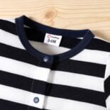 Baby Boy Print/Striped Short-sleeve Snap Romper - Image 6