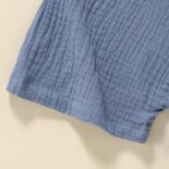 Boy 100% Cotton Basic Colorblock Pocket Design Overalls - Image 6