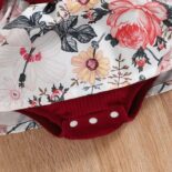 Ruffle Longsleeve Faux-two Floral Print Romper & Headband Set - Image 6