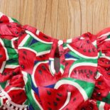 Girl Watermelon Print Sleeveless Ruffle Dress & Headband Set - Image 8