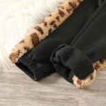 Girls' Casual Leopard Print Fluffy Pullover Sweatshirt and Fleece Lined Pants 2 Piece Set - Image 4