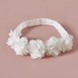 White Girls Headband With White Roses - Image 2