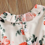 3pcs baby girl floral print short sleeve  ruffle dress textured tank top with headband  set - Image 4