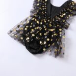 0-2Y Baby Girls Cotton Dress Long Sleeve Gold Dot Print Tulle Skirt Hem Decor Summer Kids Clothes - Image 7