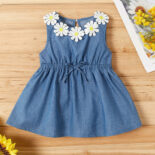 Baby Girl Skirt Dresses Sunflower Denim Sleeveless Dress Toddler Girl Clothes Child