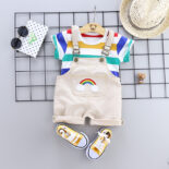 2pcs Rainbow and stripe print baby clothes .