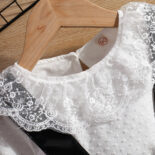 Black dress with a leather and White blouse with lace details set - Image 5
